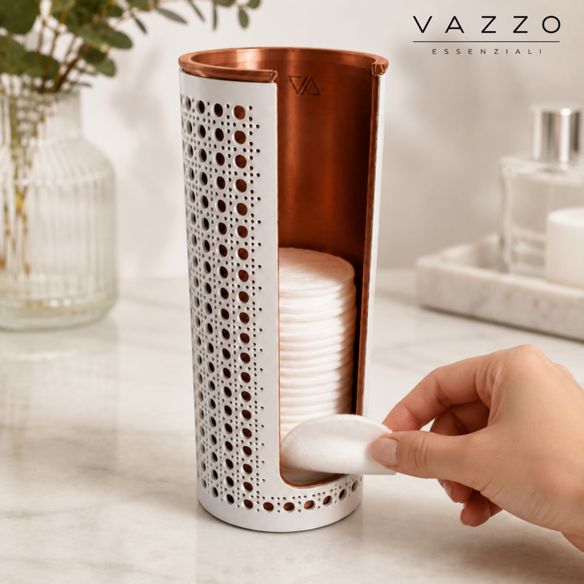 Dispenser de discos de algodão grande palhinha bege 7