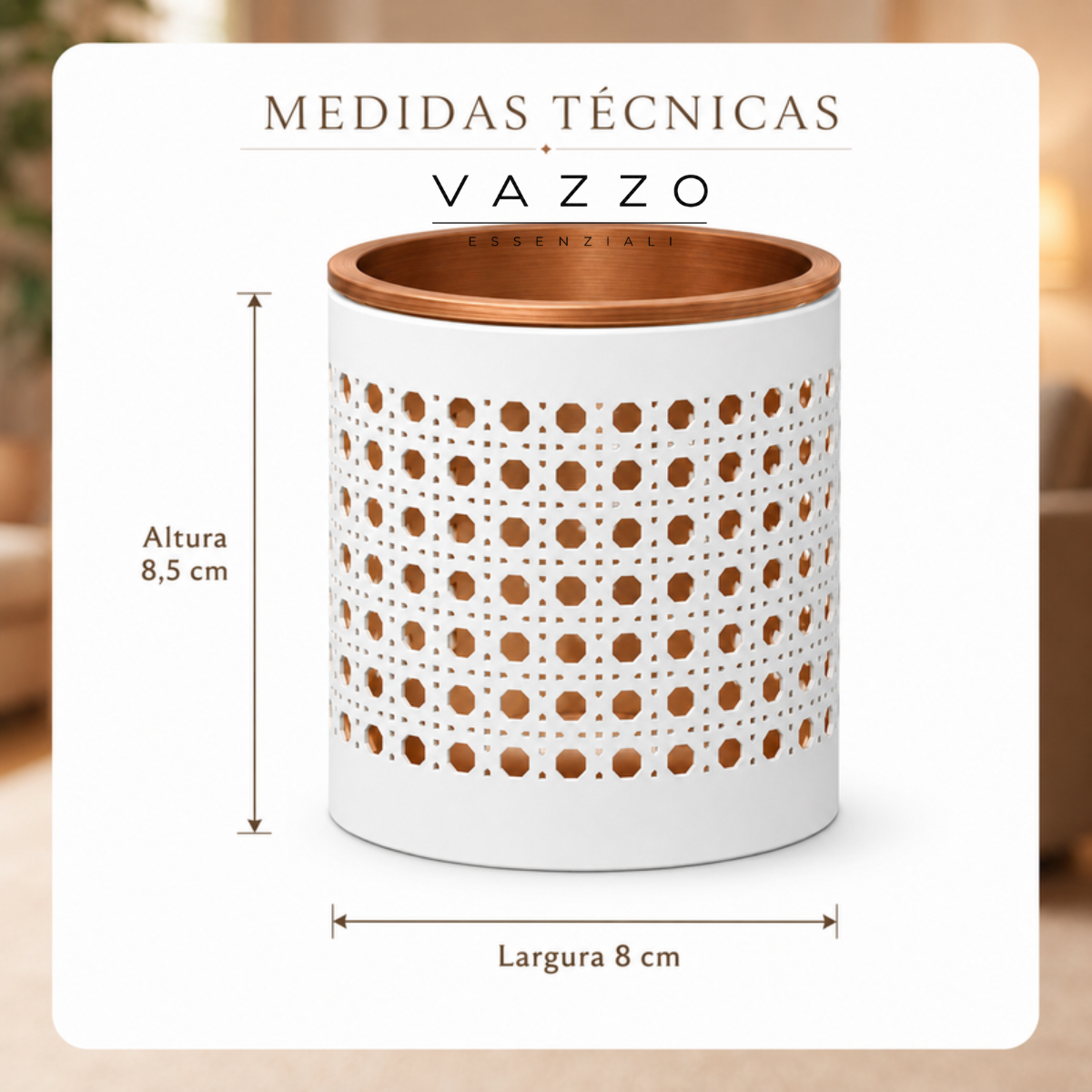 Porta-Cotonetes palhinha bege 8x8,5 cm Nature Beauty 3