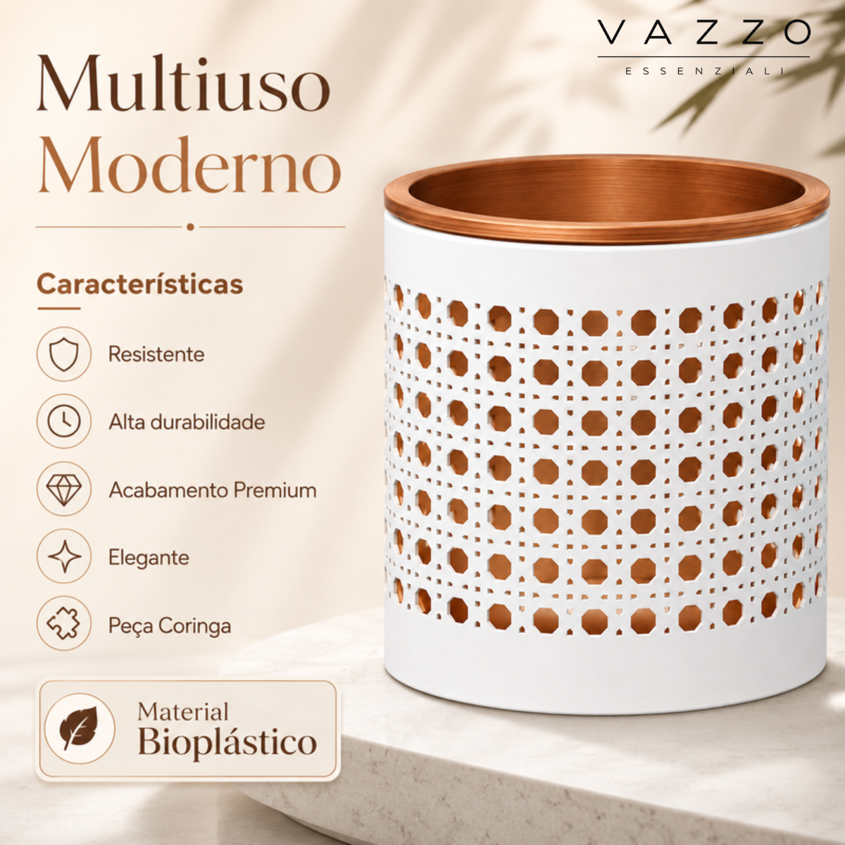 Porta-Cotonetes palhinha bege 8x8,5 cm Nature Beauty 4