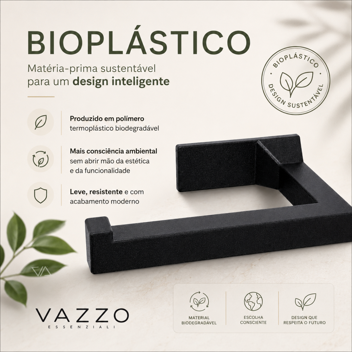 Suporte papel higiênico minimalista parede impresso Vazzo 5