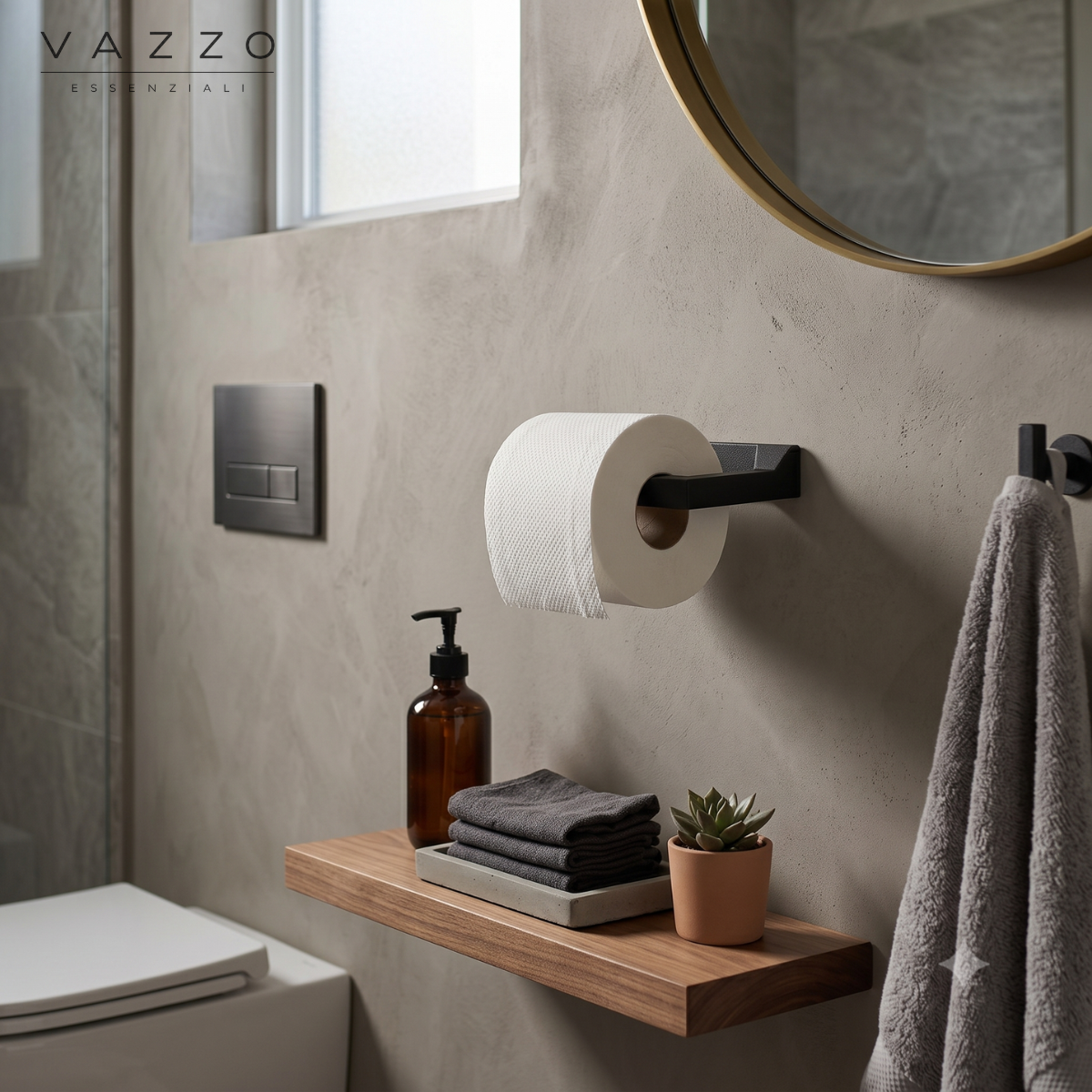 Suporte papel higiênico minimalista parede impresso Vazzo 4