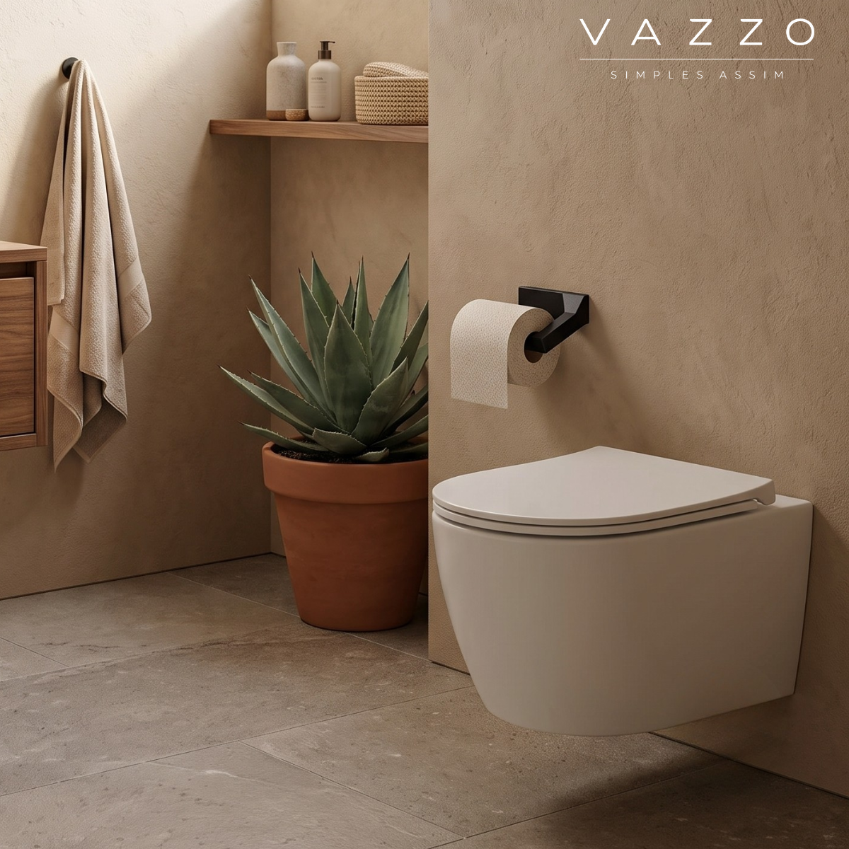 Suporte papel higiênico minimalista parede impresso Vazzo 2