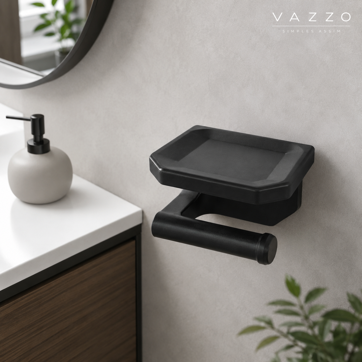 Suporte papel higiênico de parede com prateleira Vazzo 3