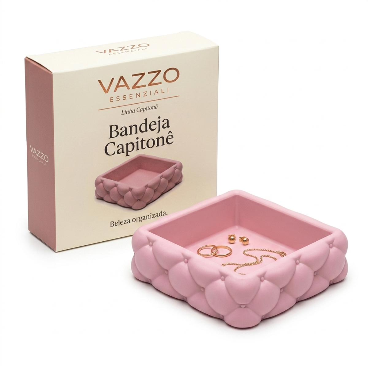 Bandeja Decorativa Organizadora Capitonê Penteadeira Vazzo