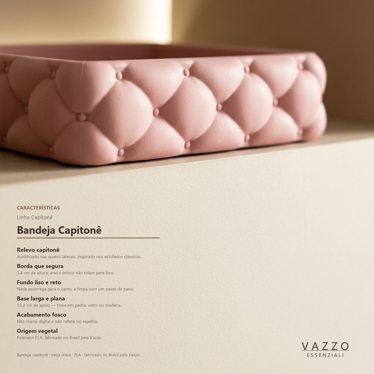 Bandeja Decorativa Organizadora Capitonê Penteadeira Vazzo 10