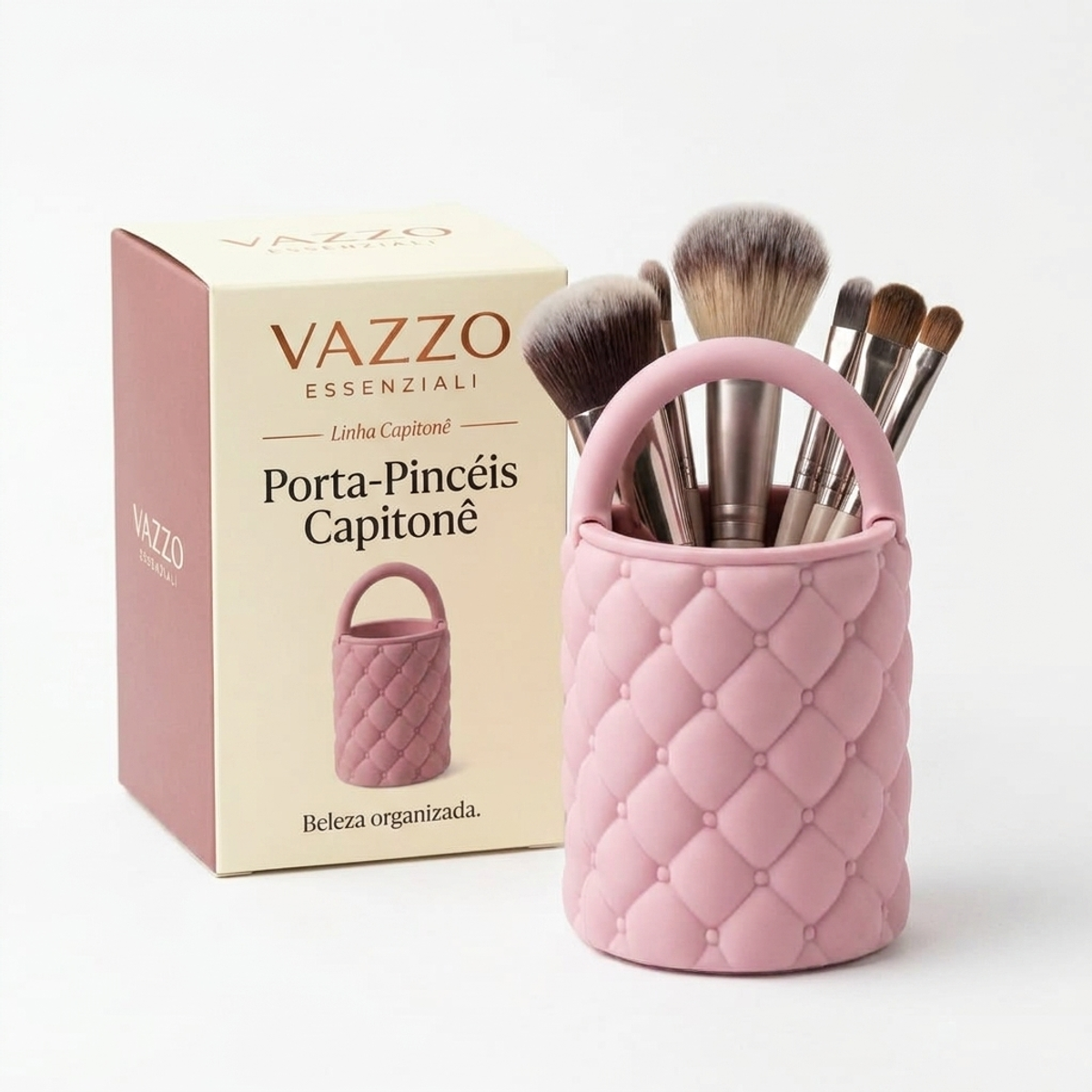 Porta Pincéis Maquiagem Capitonê com Alça Organizador Vazzo