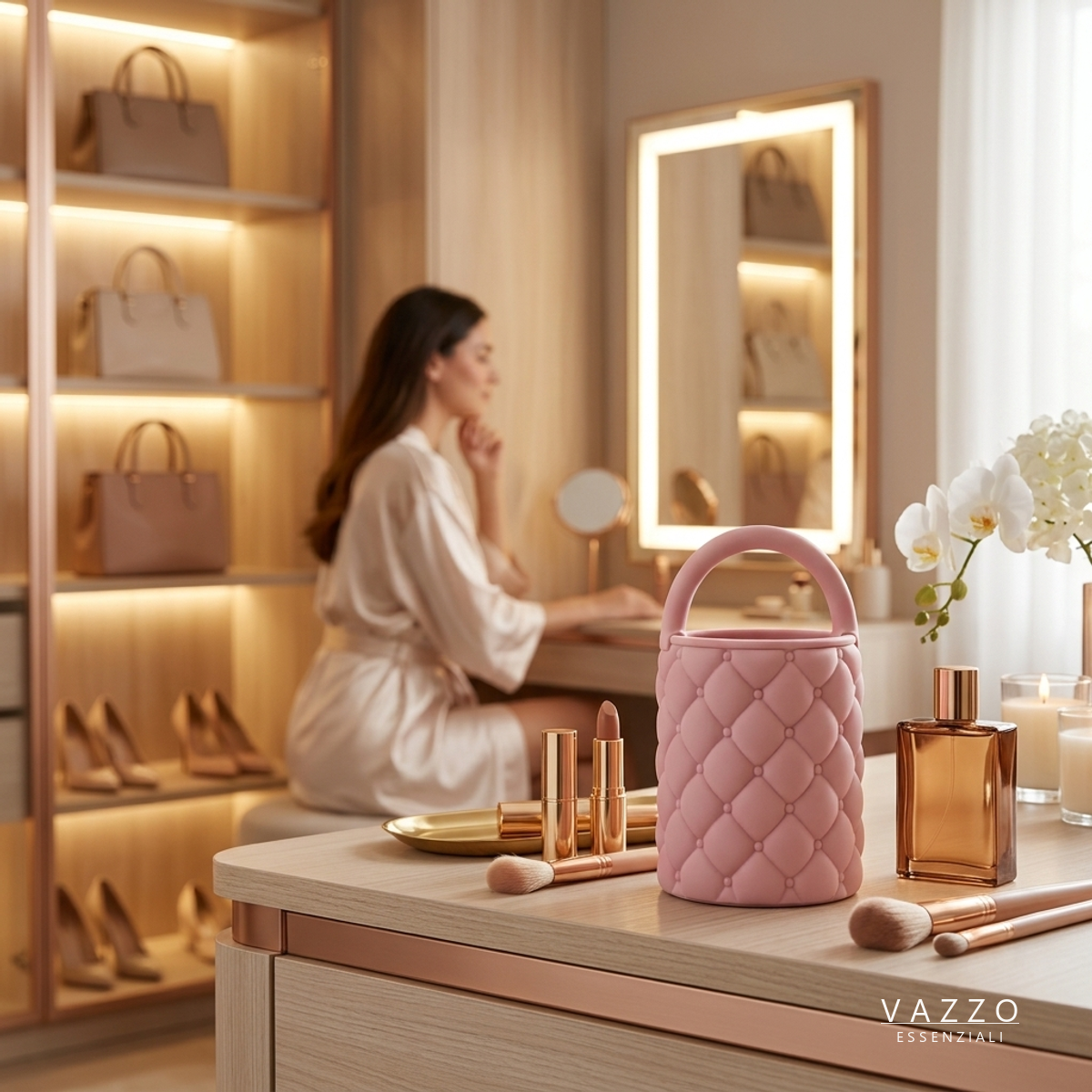 Porta Pincéis Maquiagem Capitonê com Alça Organizador Vazzo 2