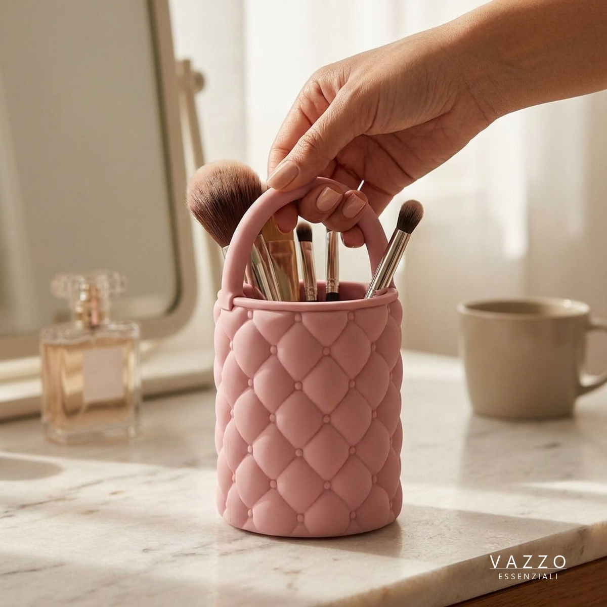 Porta Pincéis Maquiagem Capitonê com Alça Organizador Vazzo 7