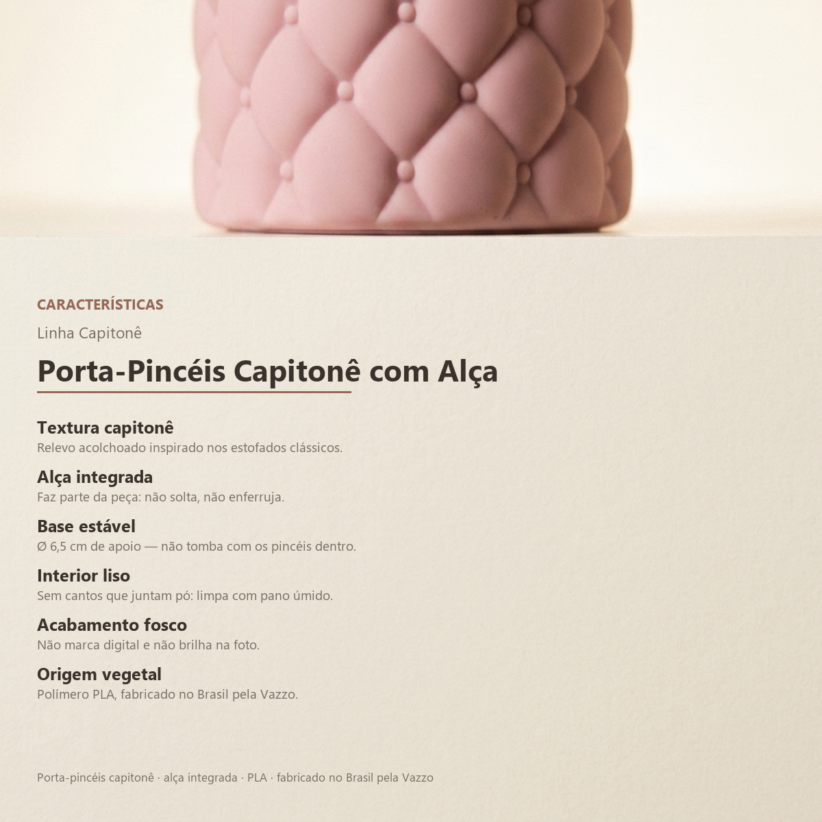 Porta Pincéis Maquiagem Capitonê com Alça Organizador Vazzo 10