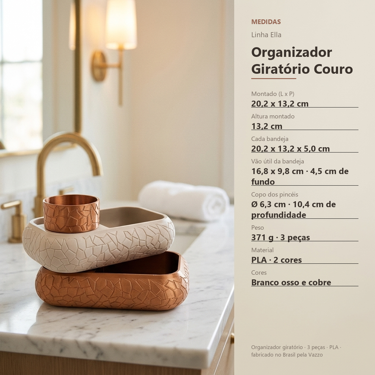 Organizador Giratório de Maquiagem Porta Pincéis Vazzo 10