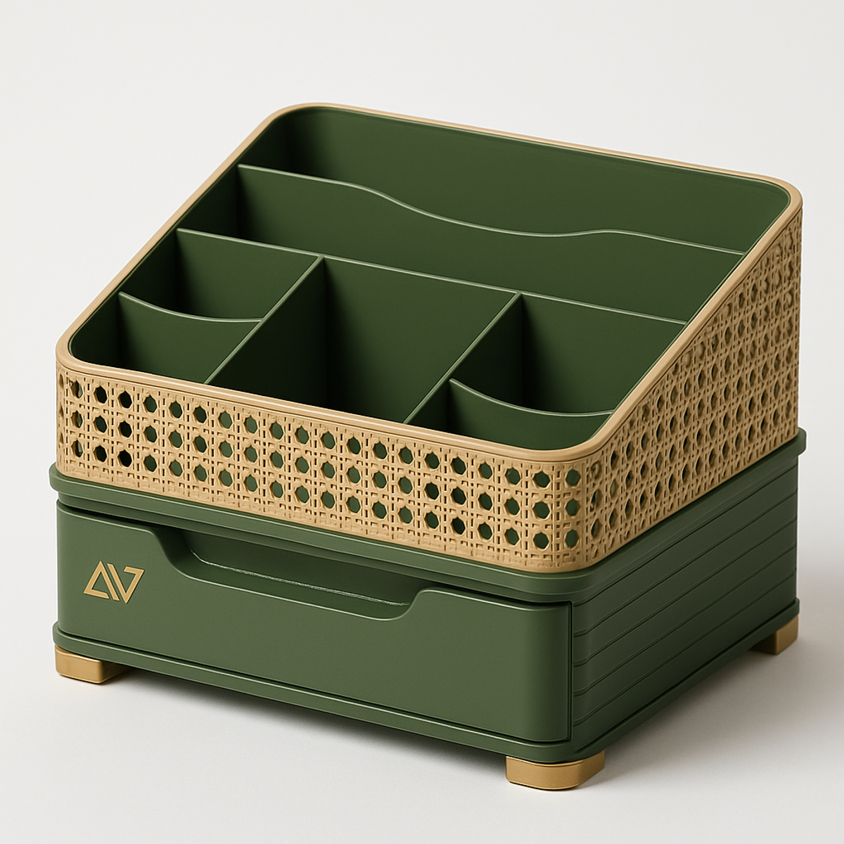Organizador Maquiagem Com Gaveta E Divisórias Palhinha 21cm 4