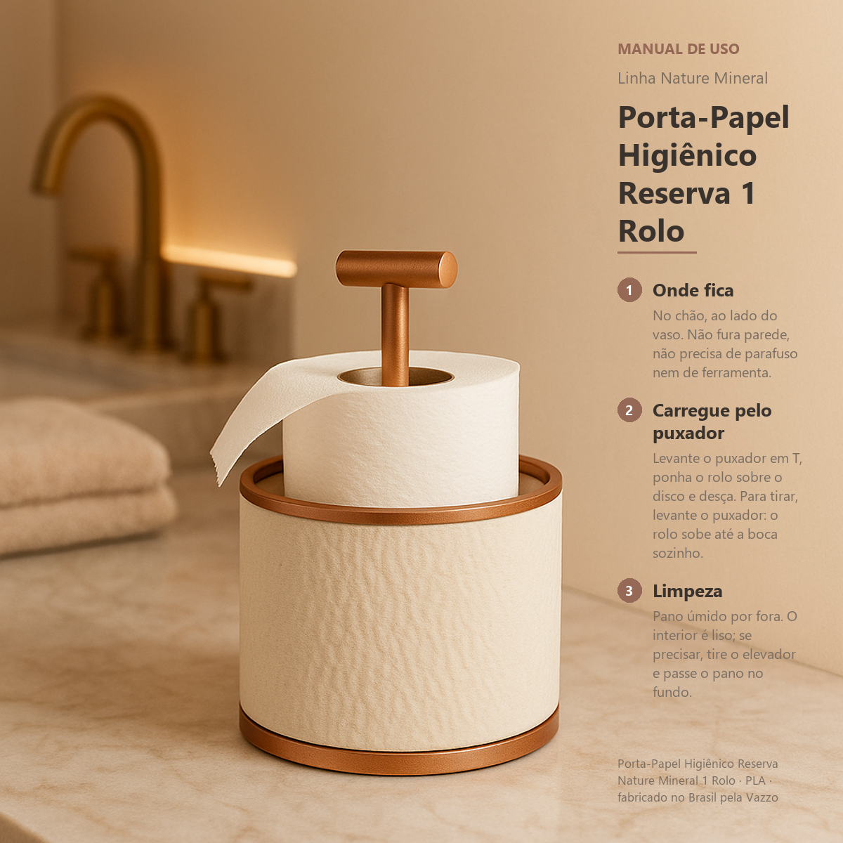 Porta Papel Higiênico Reserva Chão Sem Furar 1 Rolo 9