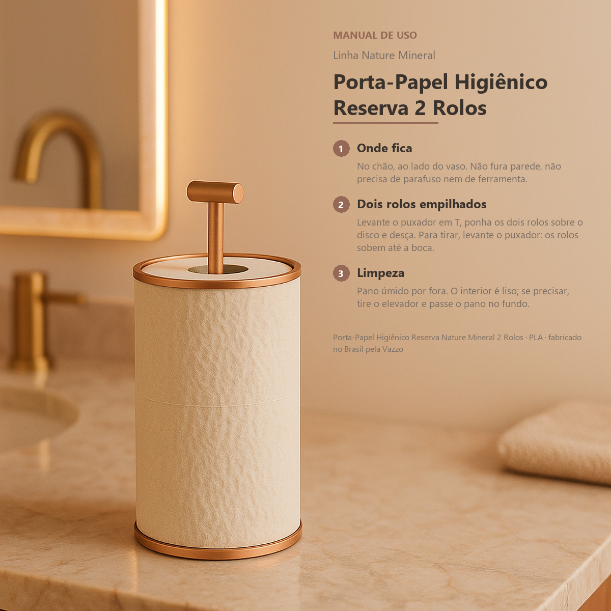 Porta Papel Higiênico Reserva Chão Sem Furar 2 Rolos 9