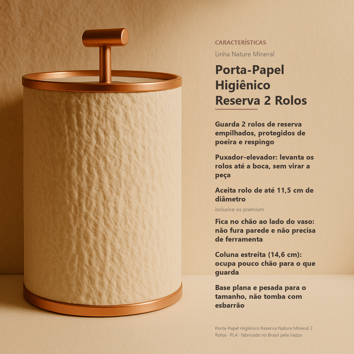 Porta Papel Higiênico Reserva Chão Sem Furar 2 Rolos 10