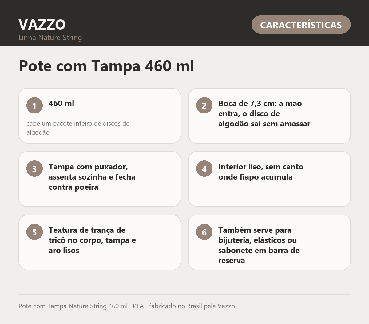 Pote com Tampa Nature String 460 ml 10