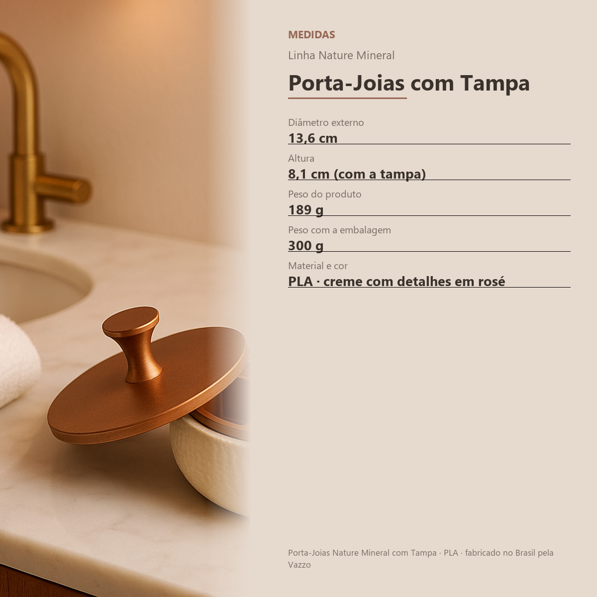 Porta Joias Com Tampa Bandeja Divisória 4 Nichos Anéis 8