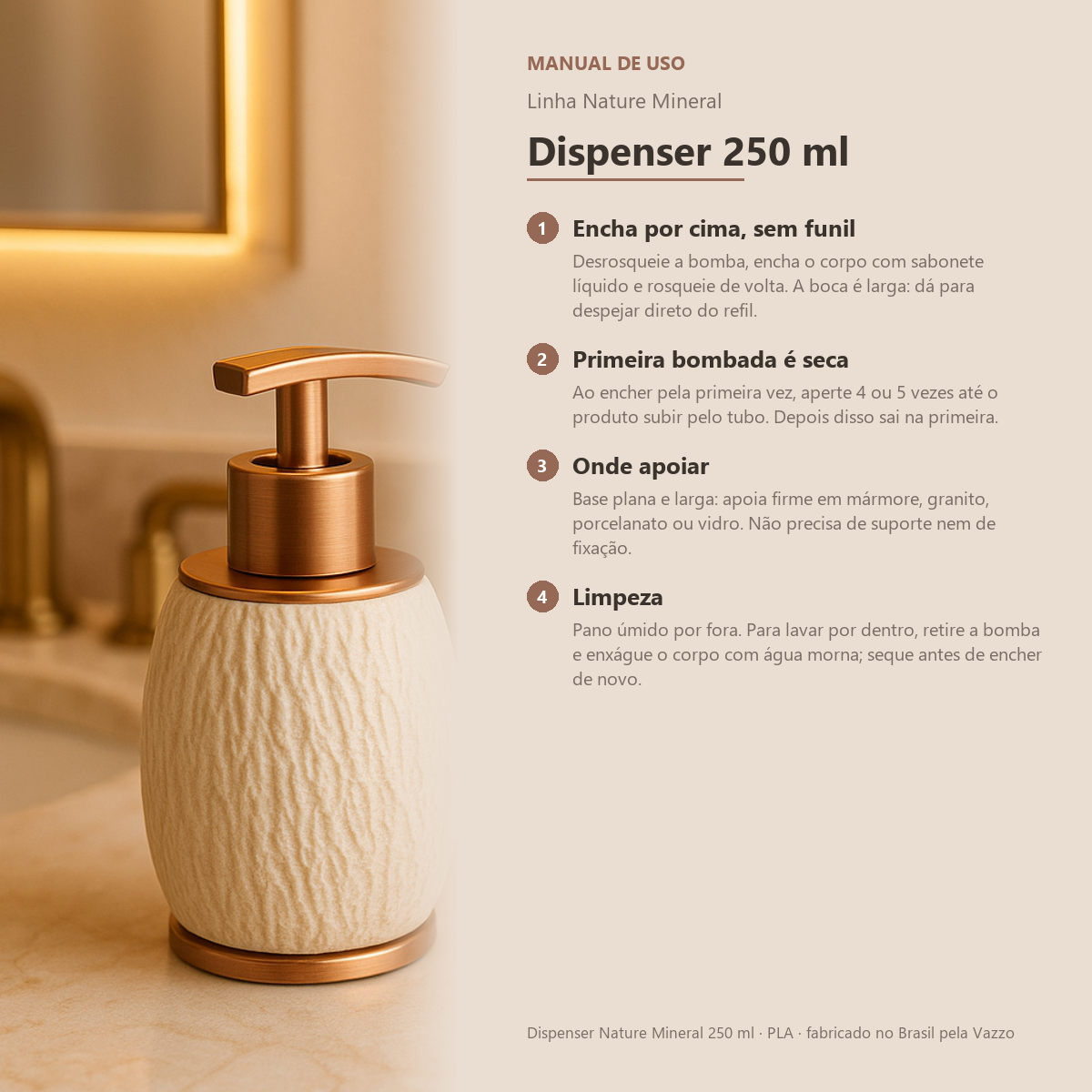 Porta Sabonete Líquido Dispenser Banheiro Bancada 250ml 9
