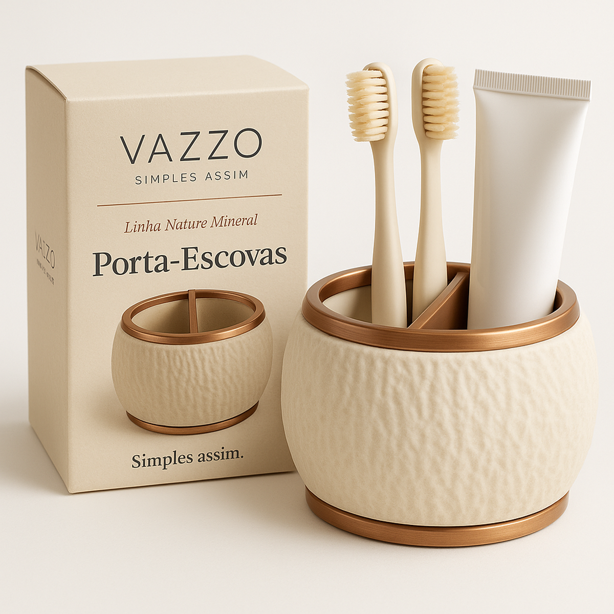 Porta Escova De Dente Bancada 2 Divisórias Banheiro