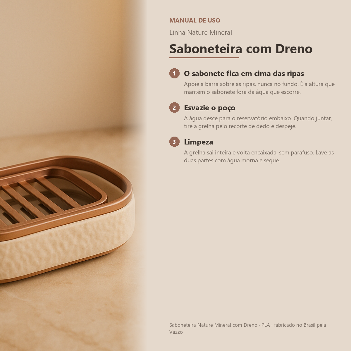 Saboneteira Bancada Com Dreno E Grelha Removível Banheiro 9