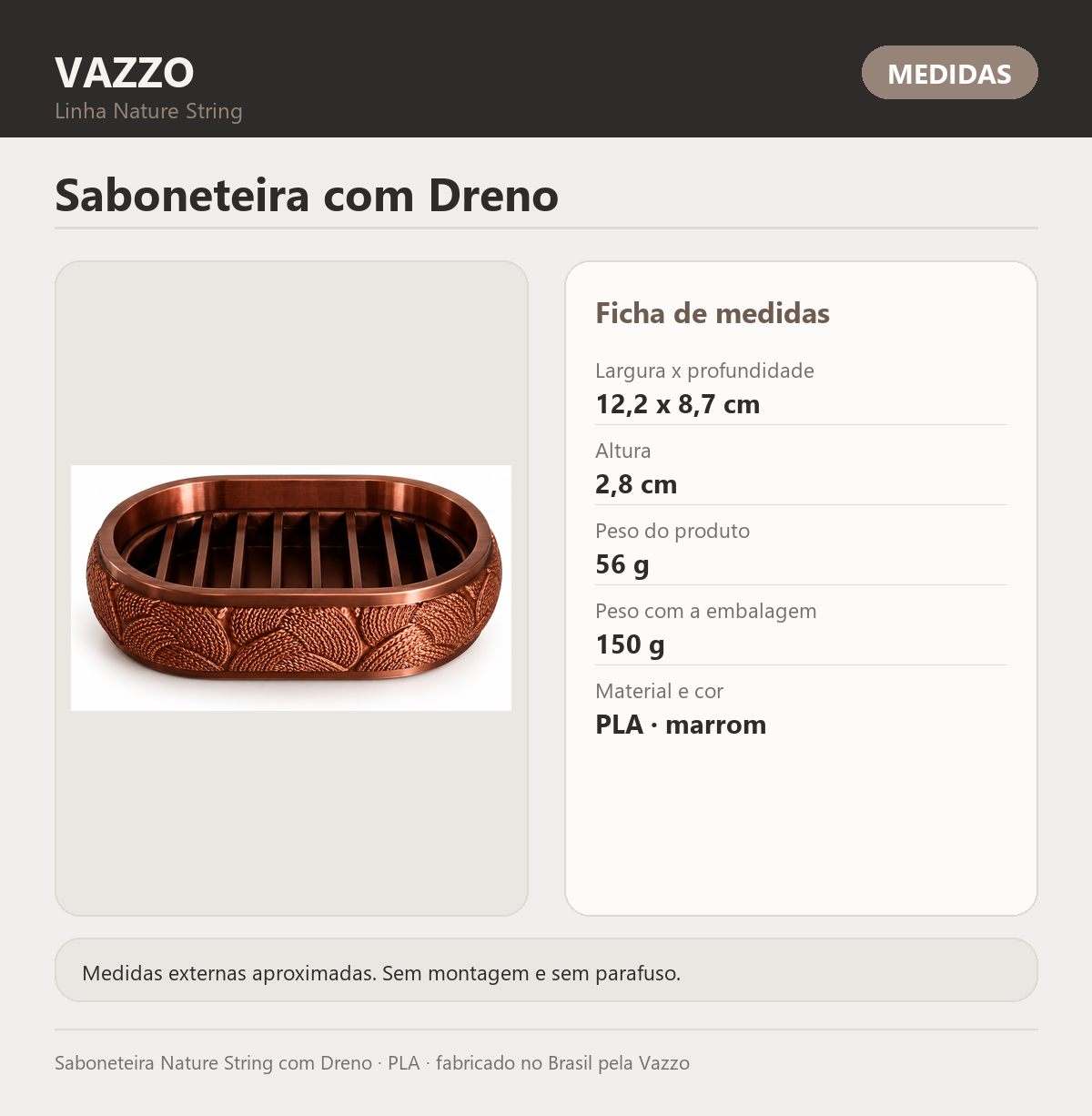 Saboneteira Nature String com Dreno 8
