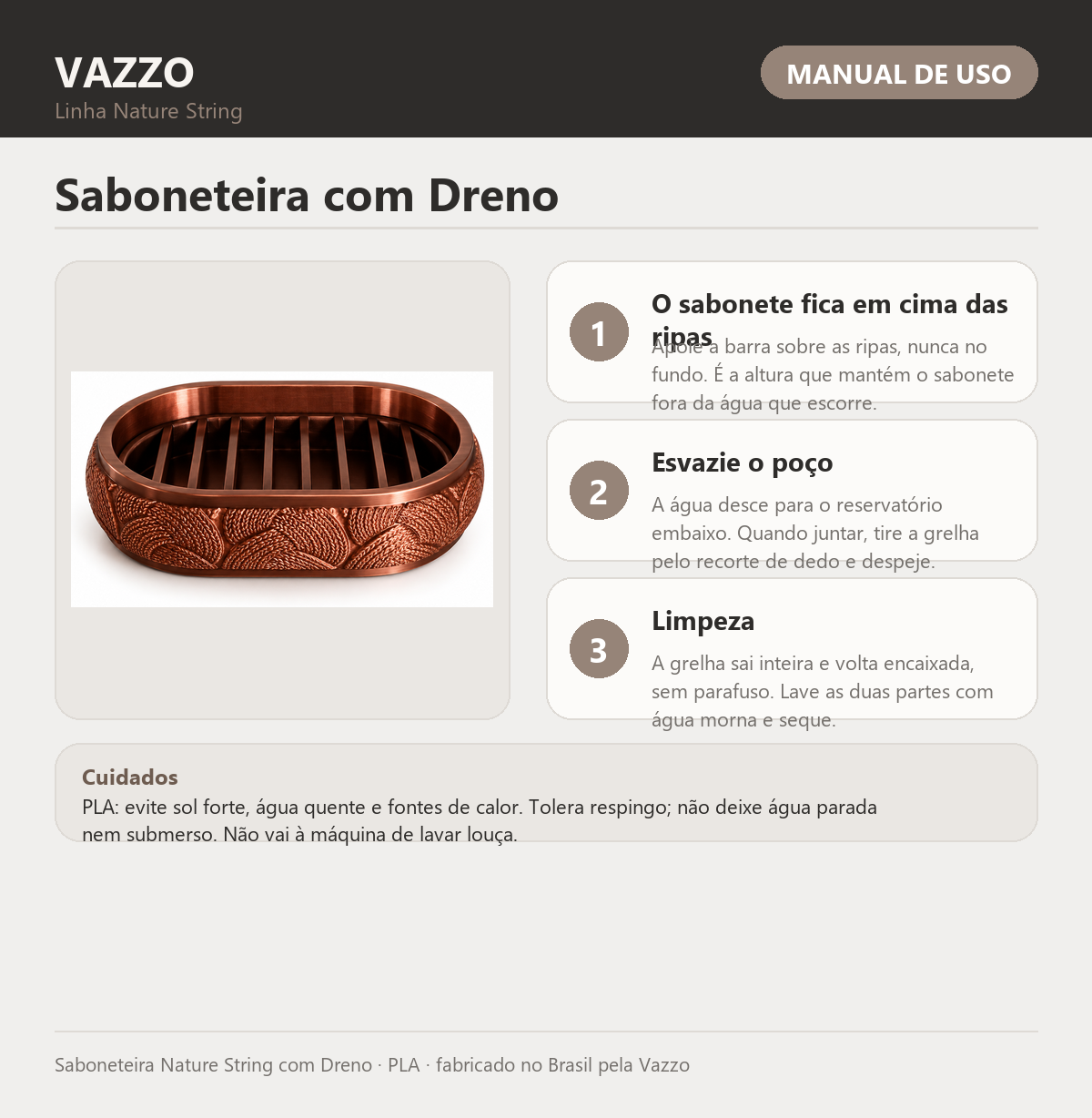 Saboneteira Nature String com Dreno 9
