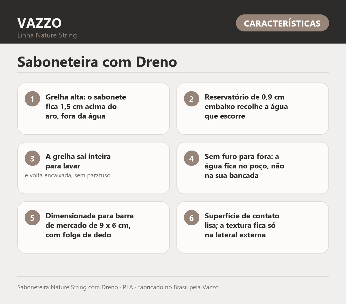 Saboneteira Nature String com Dreno 10