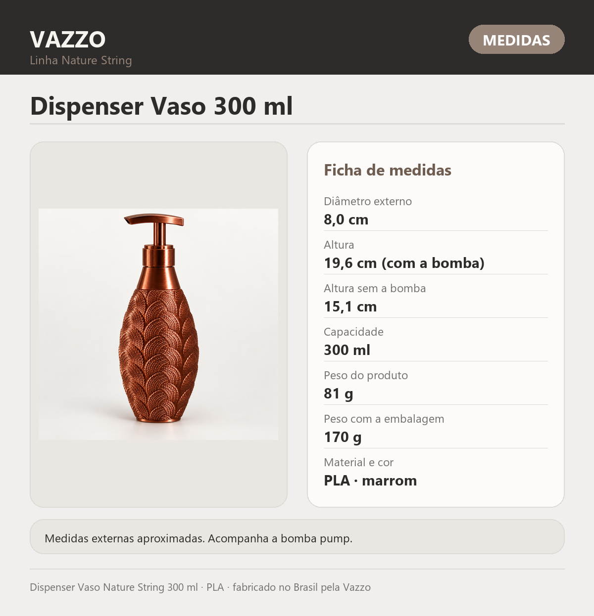 Dispenser Vaso Nature String 300 ml 8