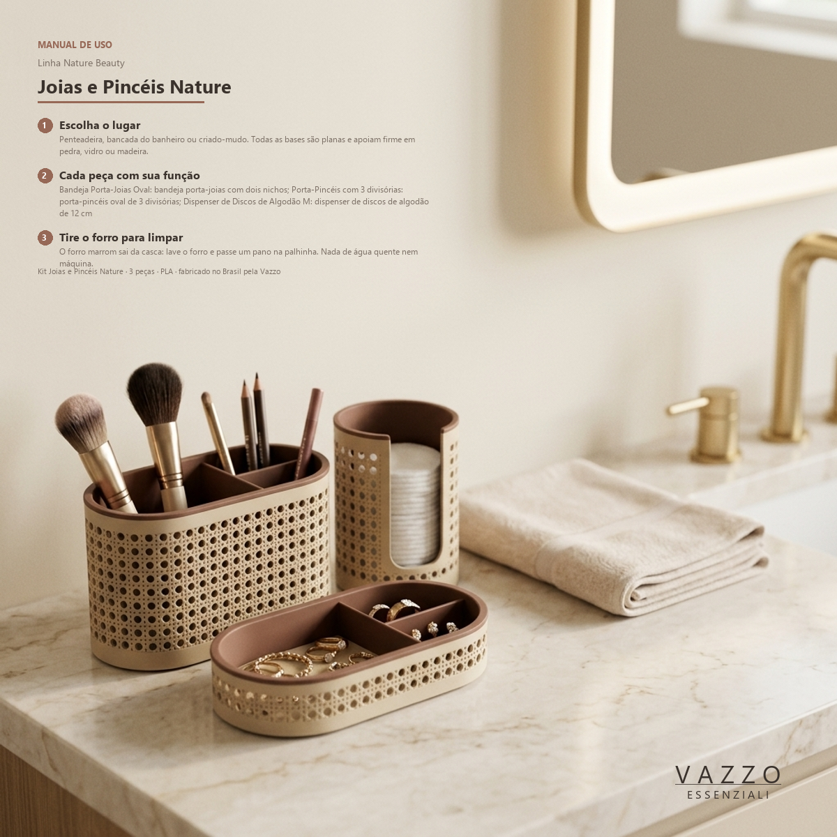Kit Joias e Pincéis Nature Palhinha Vazzo 9