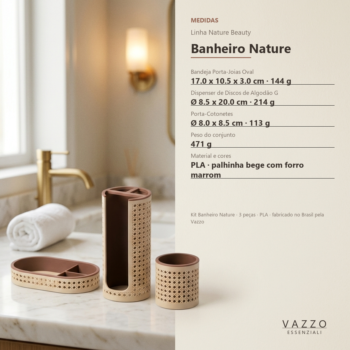 Kit Banheiro Nature Palhinha Vazzo 8