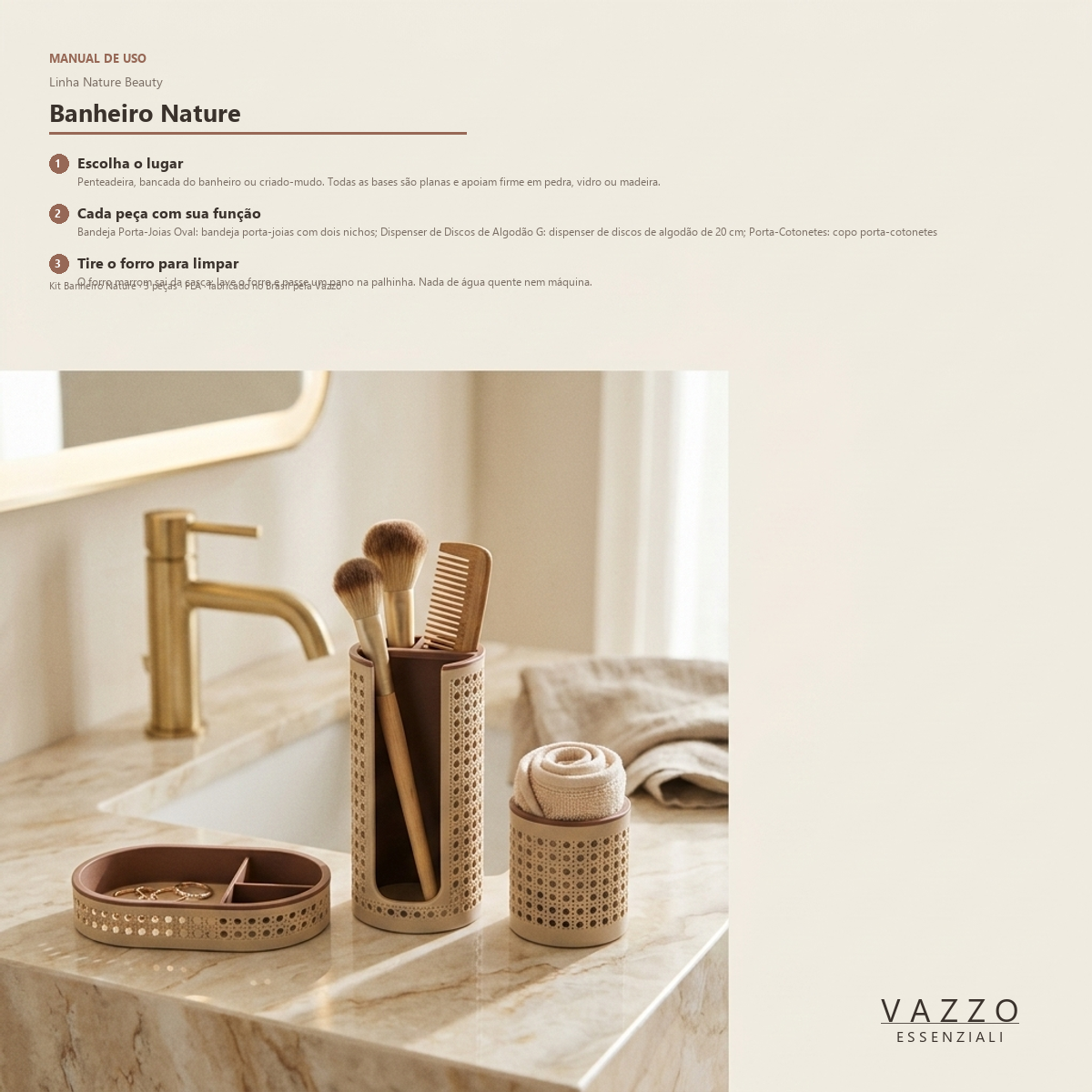 Kit Banheiro Nature Palhinha Vazzo 9