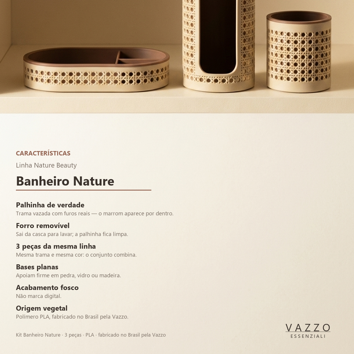 Kit Banheiro Nature Palhinha Vazzo 10